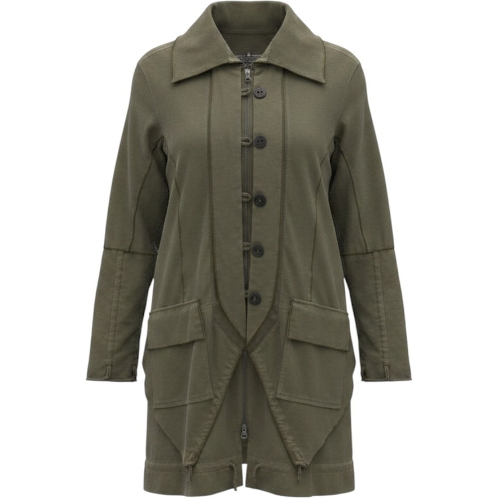 Neon Buddha Utility Jacket Olive Green Cotton Blend Button Zip Coat Large Boho